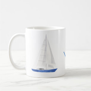 Segelboot und blaues Ankernautik Kaffeetasse