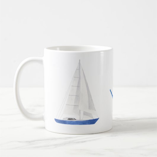 Segelboot und blaues Ankernautik Kaffeetasse (Links)