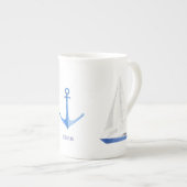 Segelboot und Blue Anchor Nautic Porzellantasse (Vorderseite Rechts)