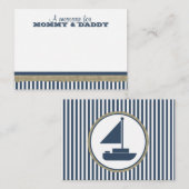 Segelboot und Blue Stripes Babydusche Begleitkarte (Vorne/Hinten)