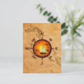 Segelboot und Compass-Rose Postkarte (Stehend Vorderseite)