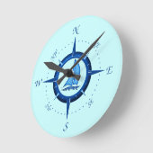 Segelboot und Compass-Rose Runde Wanduhr (Winkel)