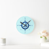 Segelboot und Compass-Rose Runde Wanduhr (Zuhause)