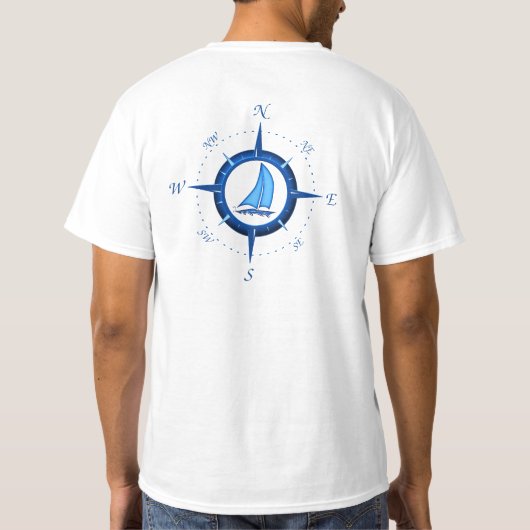 Segelboot und Compass-Rose T-Shirt (Rückseite)