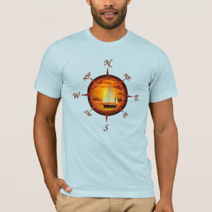Segelboot und Compass-Rose T-Shirt