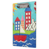 Segelboot und Heißluftballon mit Stadtbild Klemmbrett (Links)