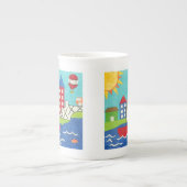 Segelboot und Heißluftballon mit Stadtbild Porzellantasse (Vorderseite)