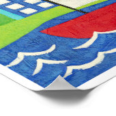 Segelboot und Heißluftballon mit Stadtbild Poster (Ecke)