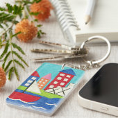 Segelboot und Heißluftballon mit Stadtbild Schlüsselanhänger (Vorderseite rechts)