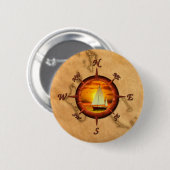 Segelboot-und Kompass-Rose Button (Vorne & Hinten)