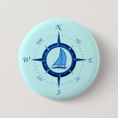 Segelboot-und Kompass-Rose Button (Vorderseite)