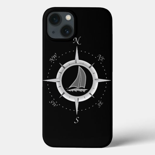 Segelboot-und Kompass-Rose Case-Mate iPhone Hülle (Rückseite)