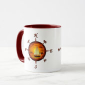 Segelboot-und Kompass-Rose Tasse (Vorderseite Links)