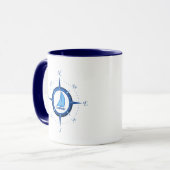 Segelboot-und Kompass-Rose Tasse (Vorderseite Links)