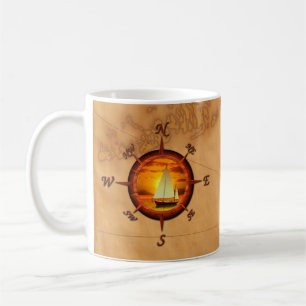 Segelboot und Kompassrose Kaffeetasse