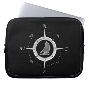 Segelboot und Kompassrose Laptopschutzhülle