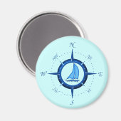 Segelboot und Kompassrose Magnet (Vorderseite/Rückseite)