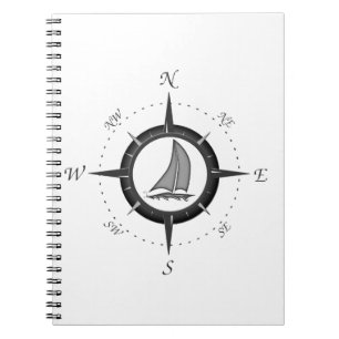 Segelboot und Kompassrose Notizblock