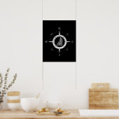 Segelboot und Kompassrose Poster (Küche)