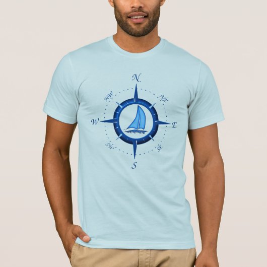 Segelboot und Kompassrose T-Shirt (Vorderseite)