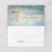 Segelboot und Meer | Nautic Navy Gold Wedding Platzkarte (Außenseite Aufgefaltet)