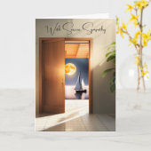 Segelboot und Mond im Beileid Karte (Gelbe Blume)