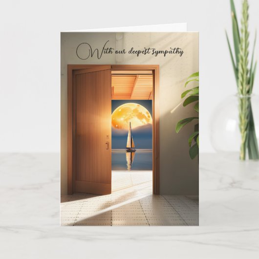 Segelboot und Mond im Beileid Karte (Vorderseite)