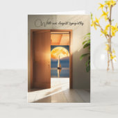 Segelboot und Mond im Beileid Karte (Gelbe Blume)