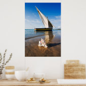 Segelboot und Muschel | Mosambik, Benguerra Lodge Poster (Küche)