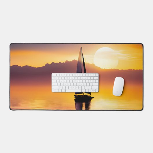 Segelboot und Ocean Sunset Schreibtischunterlage (Tastatur & Maus)