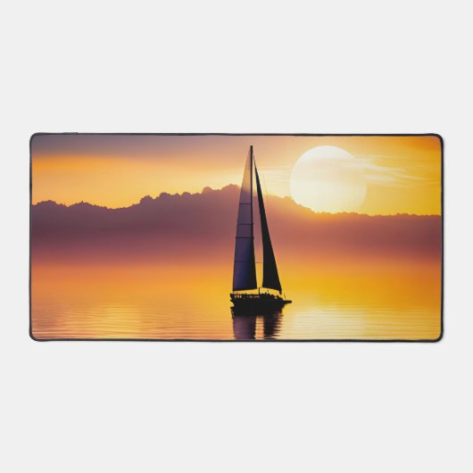 Segelboot und Ocean Sunset Schreibtischunterlage (Vorderseite)