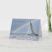 Segelboot und Regenbogen Geburtstag Karte (Vorderseite)