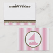 Segelboot und rosa Streifen Babydusche Telefonnummerkarte (Vorne/Hinten)