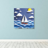 Segelboot und Sonnenschein | Papierbearbeitung Leinwanddruck (Insitu (Holzboden))