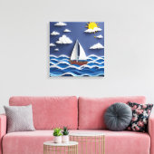 Segelboot und Sonnenschein | Papierbearbeitung Leinwanddruck (Insitu (Wohnzimmer))