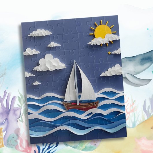Segelboot und Sonnenschein | Papierbearbeitung Puzzle