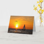 Segelboot und Sunset am Beileid Karte (Gelbe Blume)