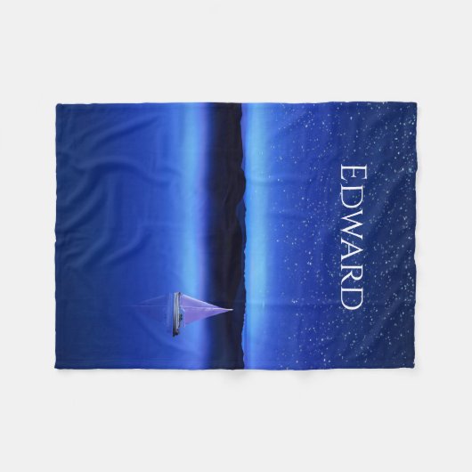 Segelboot unter dem Sternenhimmel Fleecedecke (Vorderseite (Horizontal))