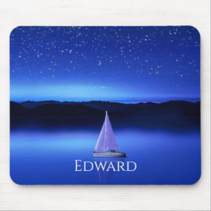 Segelboot unter dem Sternenhimmel Mousepad