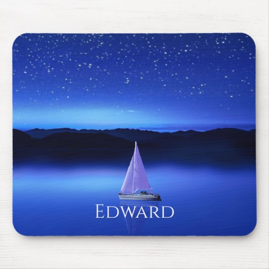 Segelboot unter dem Sternenhimmel Mousepad (Vorne)