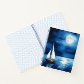 Segelboot unter Vollmond Journal Notizblock (Innenseite)