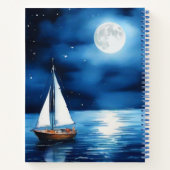 Segelboot unter Vollmond Journal Notizblock (Rückseite)