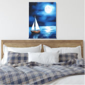 Segelboot unter Vollmond Leinwanddruck (Insitu (Schlafzimmer))