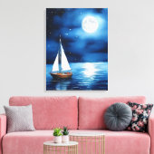 Segelboot unter Vollmond Leinwanddruck (Insitu (Wohnzimmer))