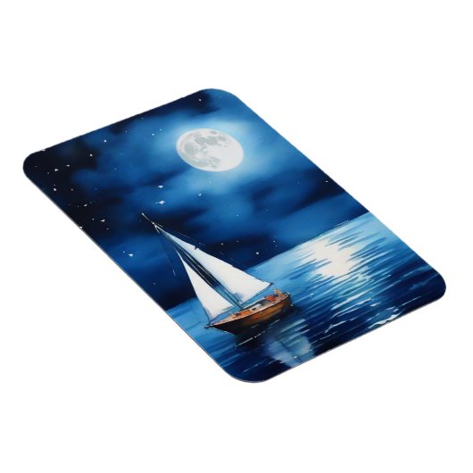 Segelboot unter Vollmond Magnet (Rechte Seite)