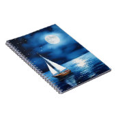 Segelboot unter Vollmond Notizblock (Rechte Seite)
