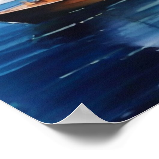 Segelboot unter Vollmond Poster (Ecke)