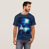 Segelboot unter Vollmond T-Shirt (Vorne ganz)