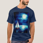 Segelboot unter Vollmond T-Shirt (Vorderseite)