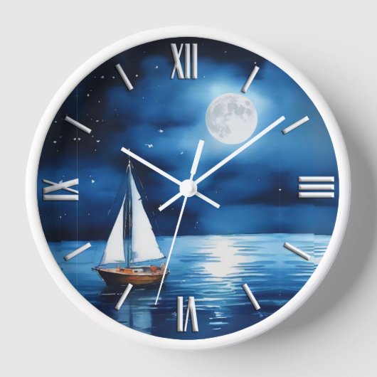 Segelboot unter Vollmond Uhr (Vorderseite)